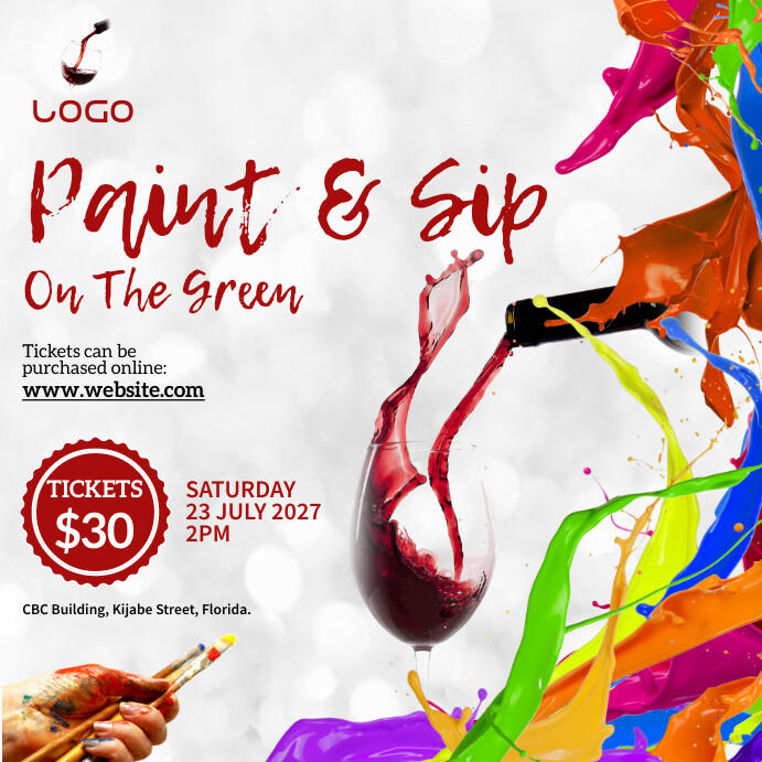 Paint and sip event template | PosterMyWall
