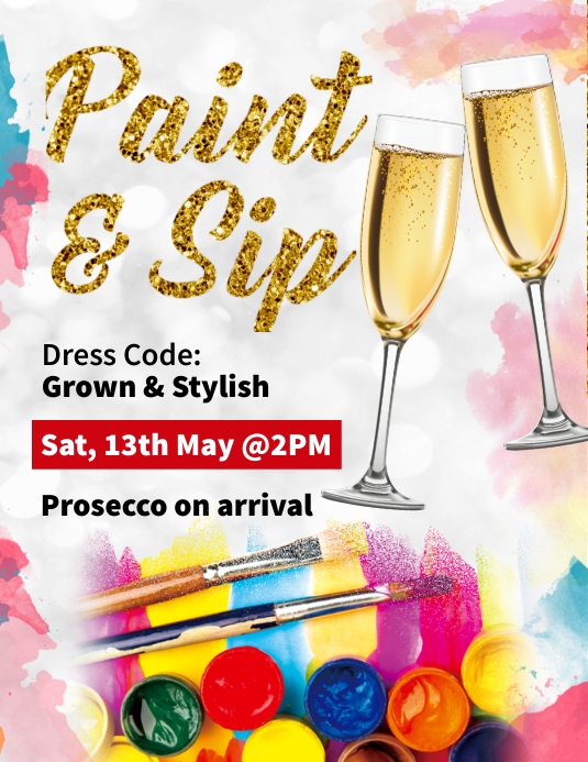 Paint and sip event template Flyer (format US Letter)