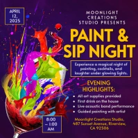 Paint and Sip Night Flyer Publicación de Instagram template