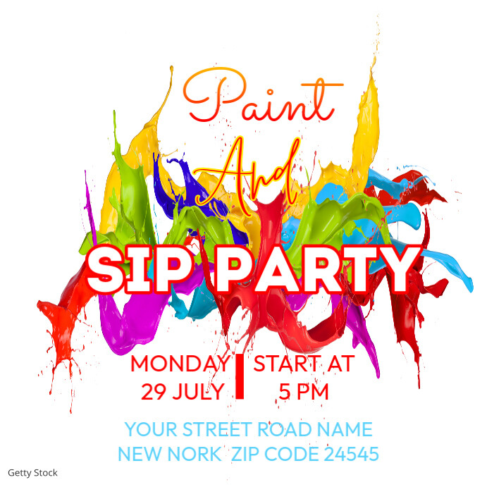 Paint And Sip Party Template | PosterMyWall