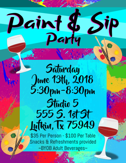 Free Paint And Sip Flyer Template Printable Templates