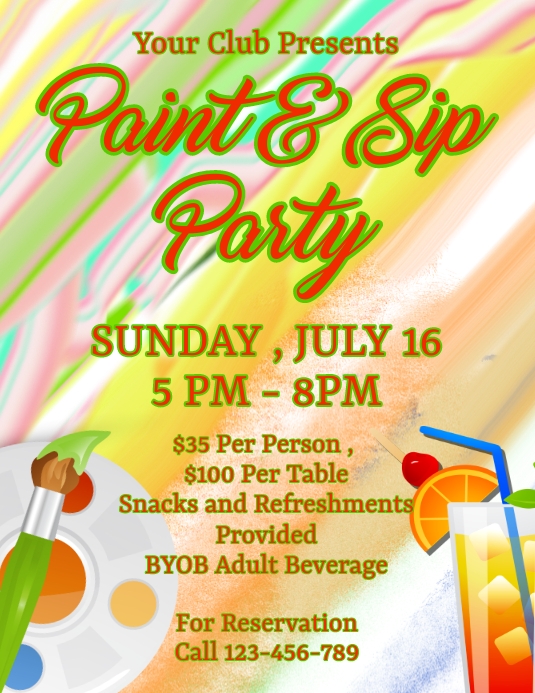 Paint And Sip Party Flyer Template PosterMyWall