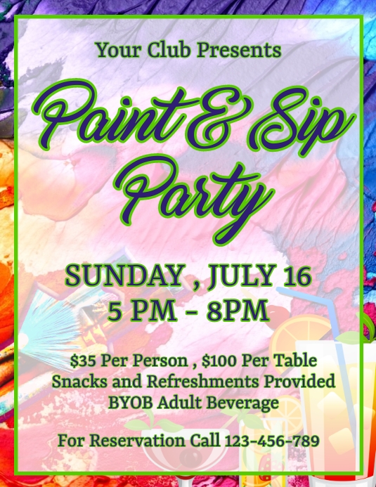 Paint And Sip Party Flyer Template PosterMyWall