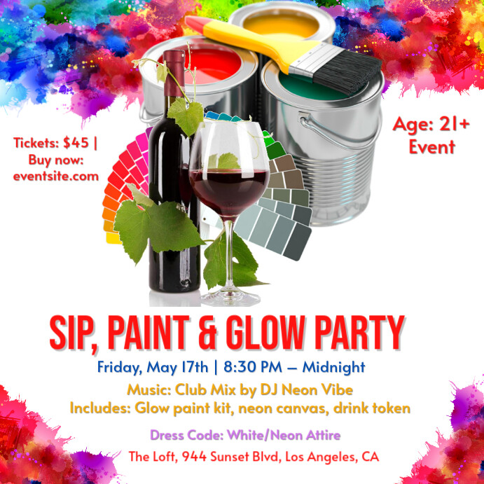 Paint and sip party invitation Template PosterMyWall