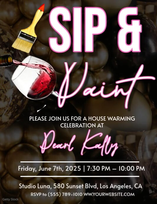 Paint and Sip Party Invitation 传单(美国信函) template