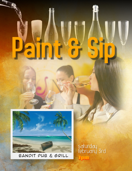 Paint and Sip Wine Event Flyer Volante (Carta US) template