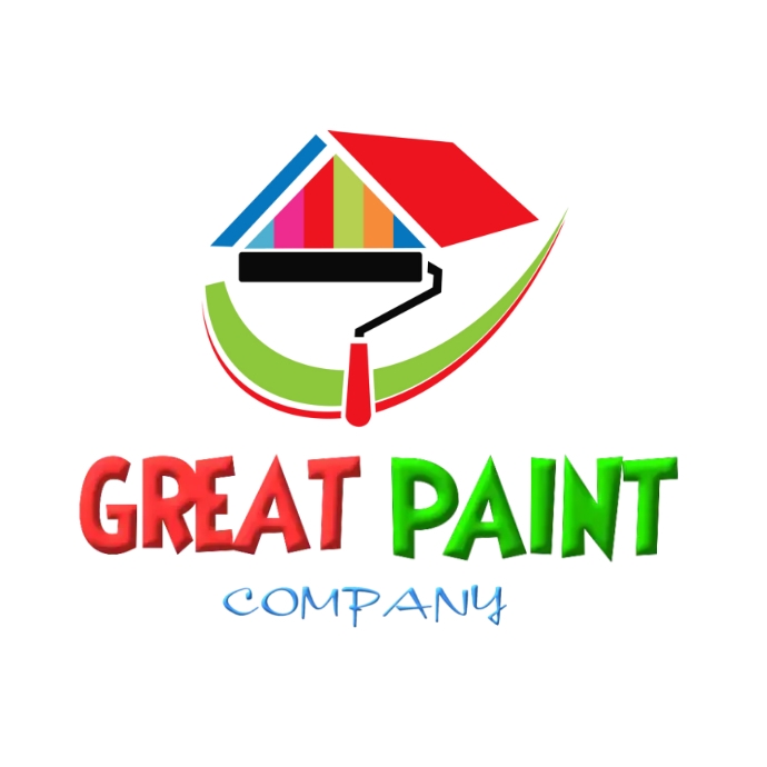 Paint company logo, colorful paint, painting Logotyp template