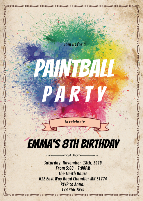 Modele Invitation A Une Fete D Art Paintball Postermywall Modele Invitation A Une Fete D Art Paintball Postermywall