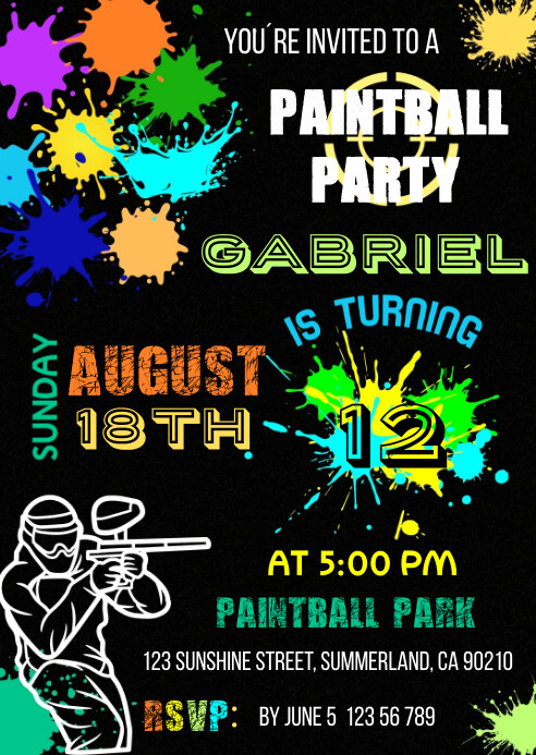 PAINTBALL INVITATION Template PosterMyWall