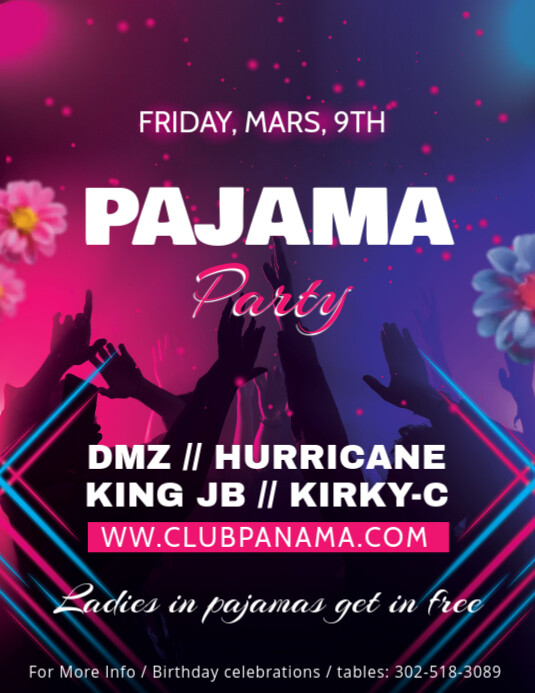 Pyjama Party Bar Flyer Vorlage Vorlage Postermywall