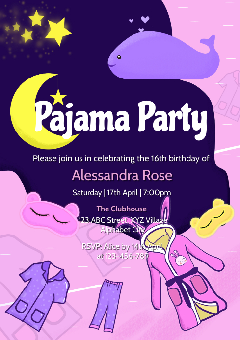 Pajama Invitation A4 template