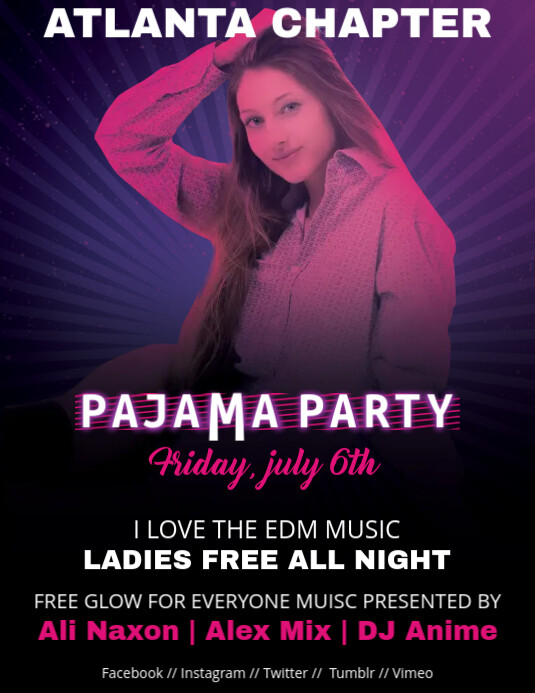 Pajama Party Flyer Template Folder (US Letter)