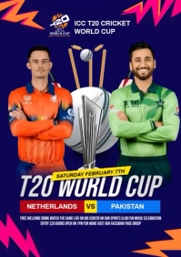 Pakistan vs Netherlands t20 world cup group stage match A4 template