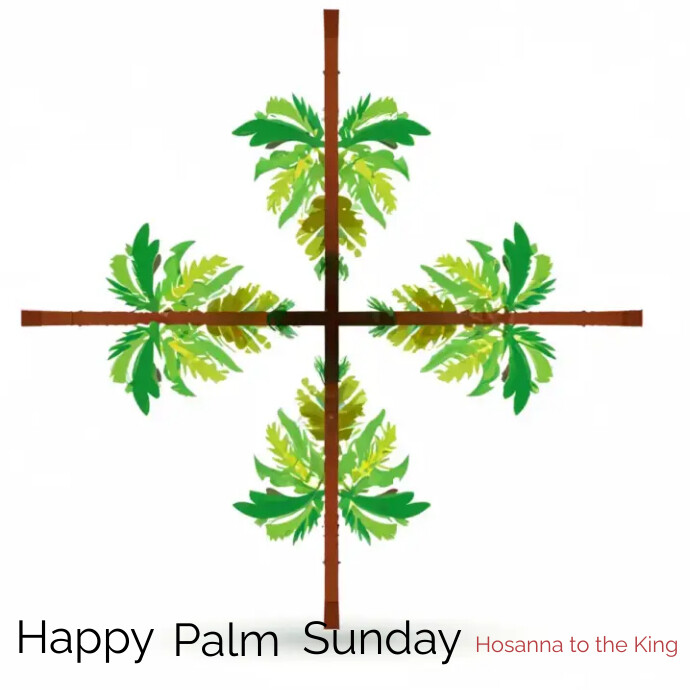 Palm leaves in fixed into a cross Logótipo template