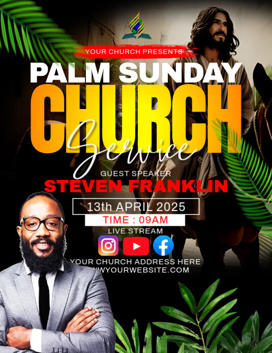 Palm sudnay church flyer template