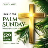 White Palm Sunday Service Instagram Post Template