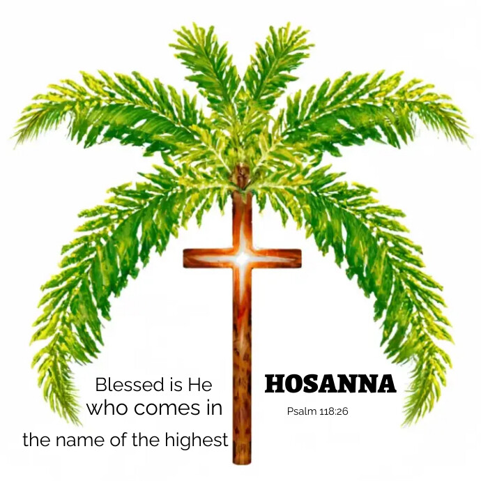 Palm Sunday , Cross and Palm branches Logo template