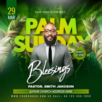 Green Palm Sunday Service Instagram Post Template