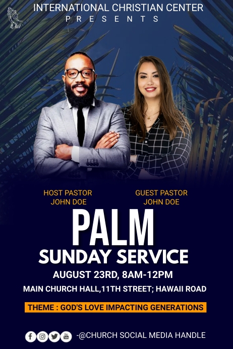 palm sunday service Poster template