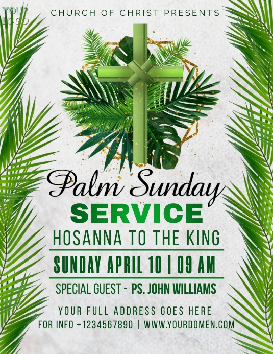 Palm sunday service Pamflet (Letter AS) template