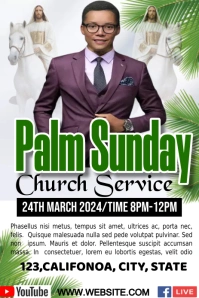 Palm Sunday service design template flyer Pinterest Graphic