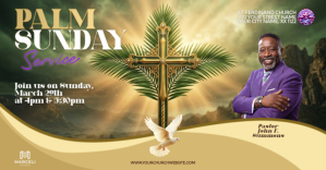 Orange Palm Sunday Service Facebook Shared Image Template