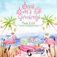 Palm Tree Flamingo Beach Christmas Card Iphosti le-Instagram template