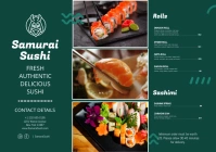 Pan Asian Sushi Restaurant Diner Leaflet A5 template