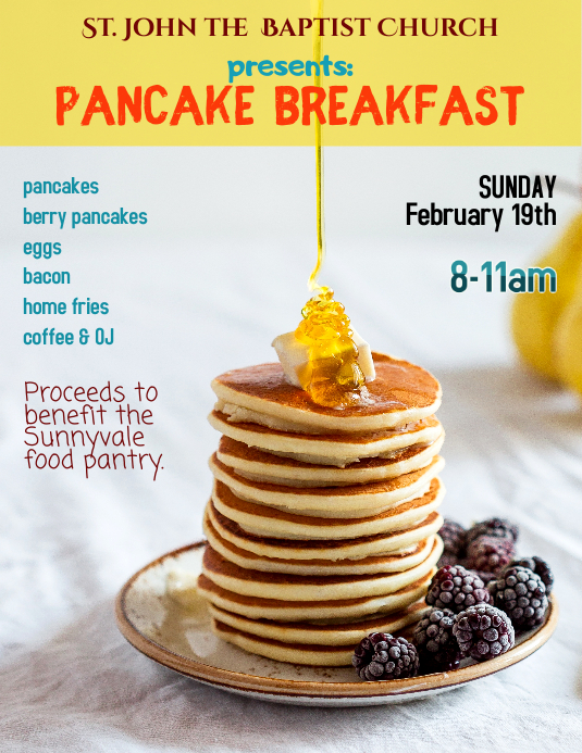 Pancake Breakfast Fundraiser Flyer Template Card Template