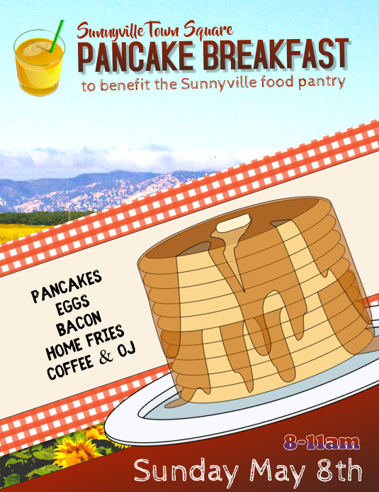 Pancake Breakfast Fundraiser Flyer Template Card Template