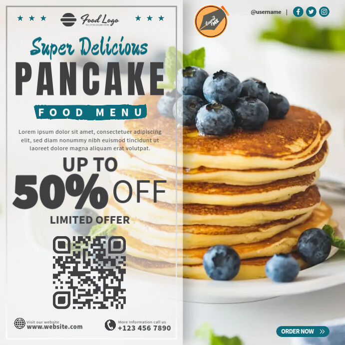 Pancake Food Menu Instagram Post template