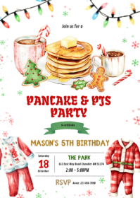 White Pancake & PJs Party A6 Template