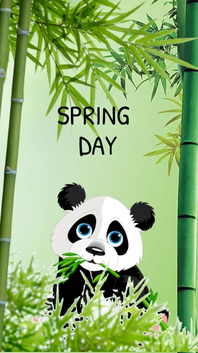 Copy of Panda and bamboo spring day | PosterMyWall