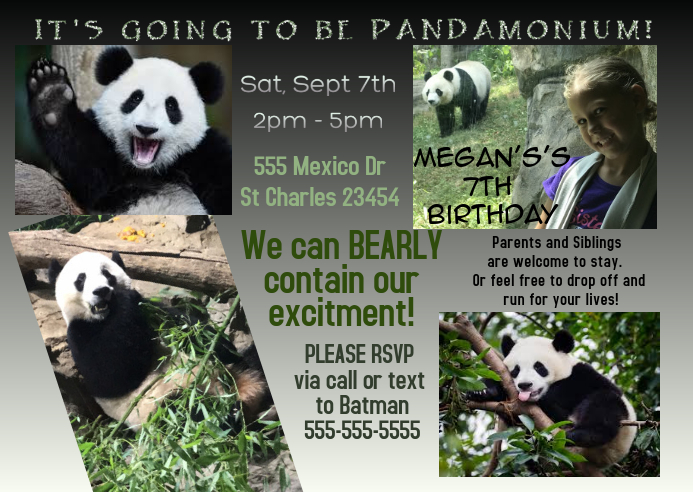 Panda Party Invite Template | PosterMyWall
