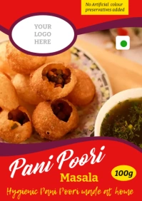 Pani Poori Package design label template A5