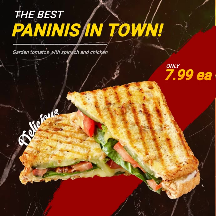 Panini - Grilled Paninis - Chicken Panini Template | PosterMyWall