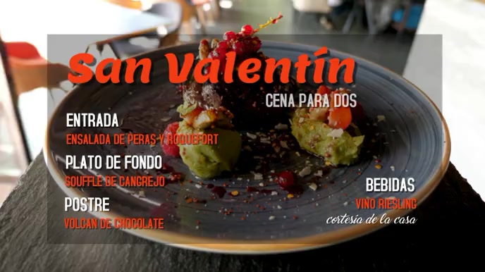 pantalla digital de menú de san valentín template
