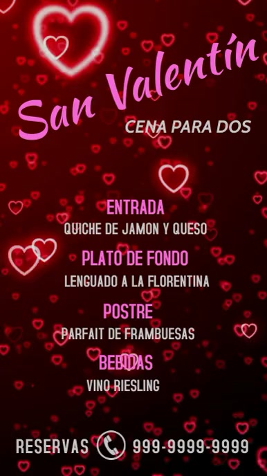 pantalla digital de menú de san valentín Ekran reklamowy (9:16) template