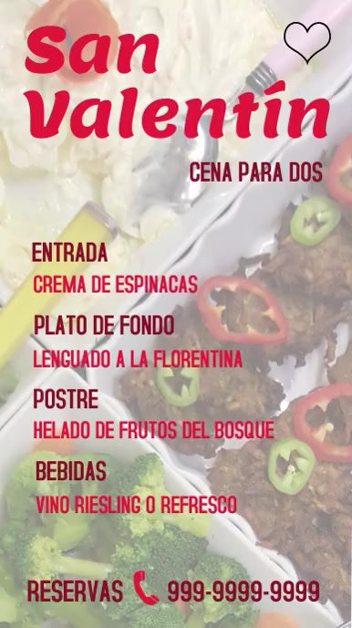 pantalla digital de menú de San Valentín Ekran reklamowy (9:16) template