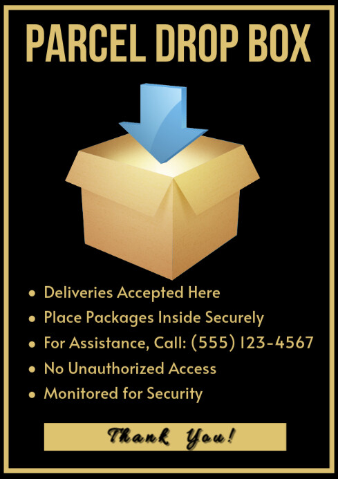 Parcel Drop Box Sign Template | PosterMyWall