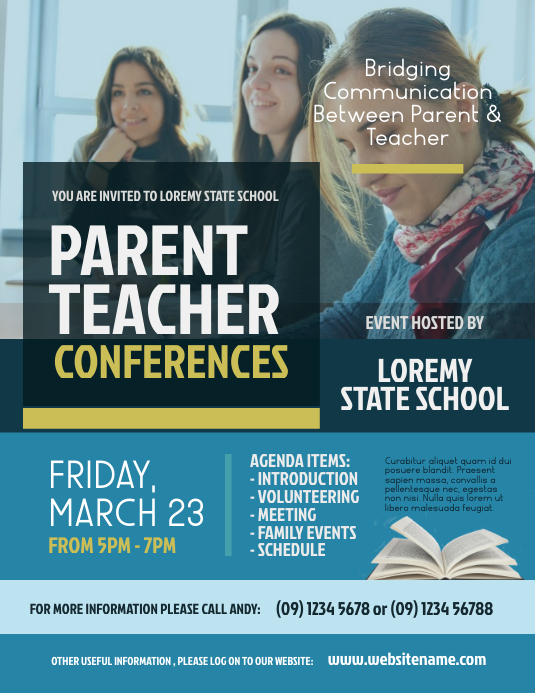 Parent Teacher Conferences Flyer Рекламная листовка (US Letter) template