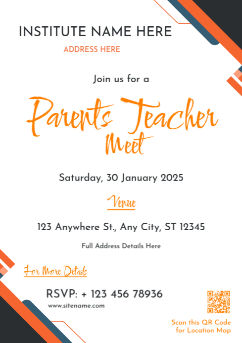 White Parent Teacher Meeting A4 Template | PosterMyWall