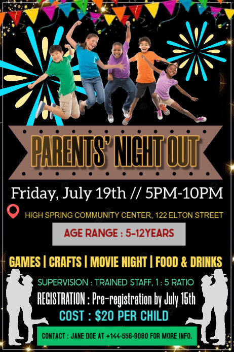 Parents' night out Poster template