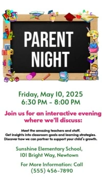 Parents Night flyer, parents meeting flyer, parents and teachers conference flyer, back to school fl Instagram 快拍 template