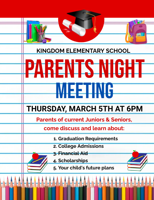 Parent Night Program Sample Parents Night flyer, parents meeting flyer Template | PosterMyWall