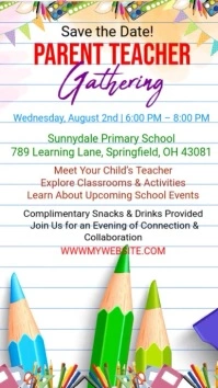 Parents Night flyer, parents meeting flyer, parents and teachers conference flyer, back to school fl เรื่องราวบน Instagram template