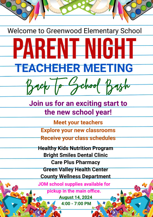 Parent Night Program Sample Parents Night flyer Template | PosterMyWall