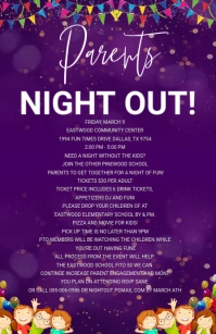 Parents Night Out flyer Tabloid template