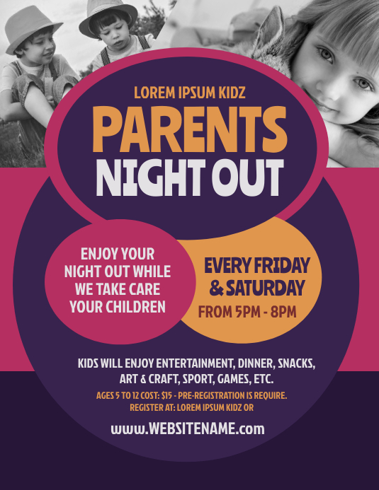 Parents Night Out Flyer Pamflet (VSA Brief) template