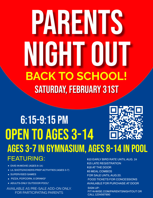 Parents night out flyers Template PosterMyWall